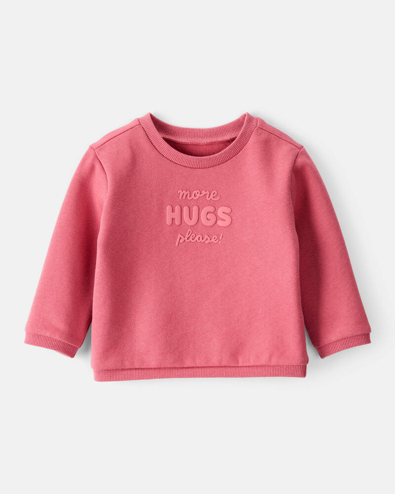Baby Girl DayDream Fleece More Hugs Please Long-Sleeve Pullover Sweatshirt - Pink, image 1 of 4 slides