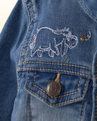 Baby Disney&copy; Winnie the Pooh Embroidered Knit-Like Denim Jacket with Back Art - Dark Wash, image 4 of 9 slides