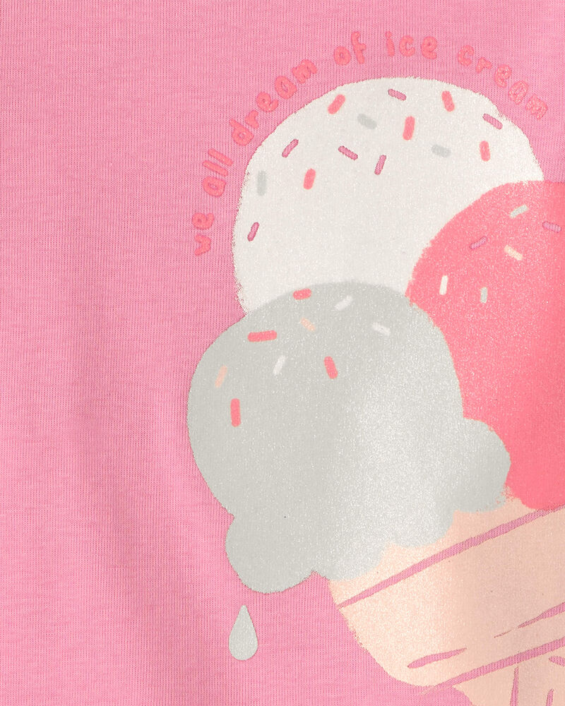 Baby Girl Ice Cream 100% Cotton Short-Sleeve Snug Fit 4-Piece Pajama Set - Pink/Ivory, image 4 of 5 slides