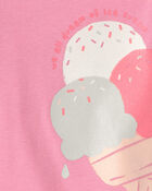 Baby Girl Ice Cream 100% Cotton Short-Sleeve Snug Fit 4-Piece Pajama Set - Pink/Ivory, image 4 of 5 slides