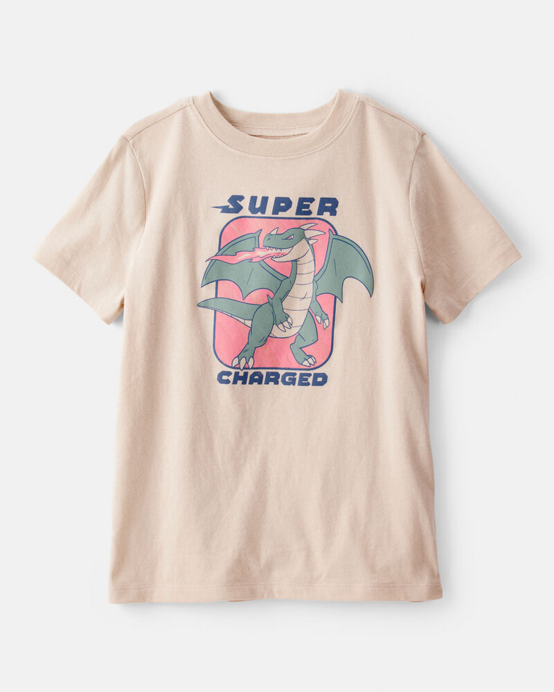 Boys Dragon Short-Sleeve Graphic Tee - Brown, image 1 of 3 slides