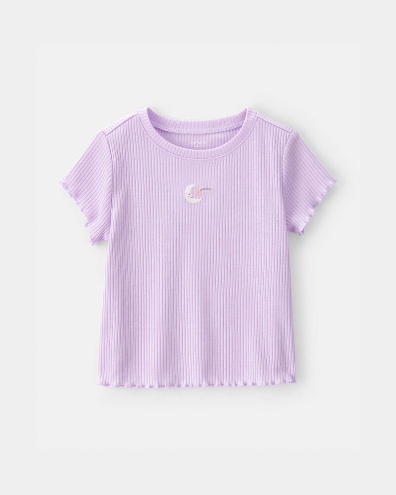 Toddler Girl Moon Rib Loose Fit 2-Piece Pajama Set - Purple, image 2 of 5 slides
