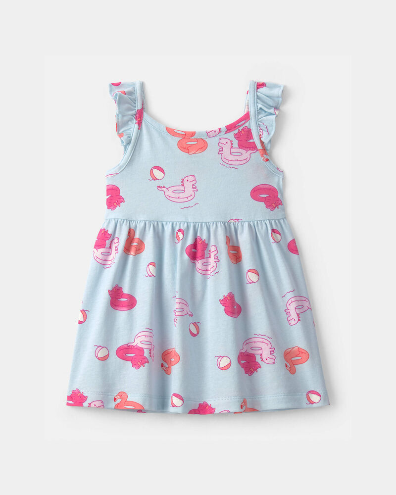Baby Girl Pool Floatie Ruffle-Sleeve Dress - Blue, image 1 of 4 slides