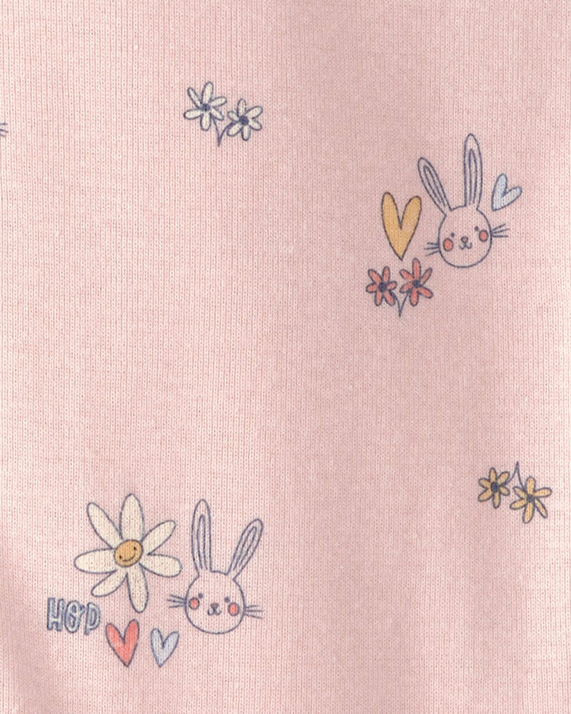Toddler Girl Easter Bunny 100% Cotton Snug Fit 1-Piece Pajama - Pink, image 2 of 4 slides