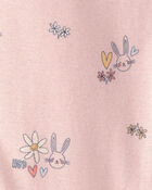 Toddler Girl Easter Bunny 100% Cotton Snug Fit 1-Piece Pajama - Pink, image 2 of 4 slides