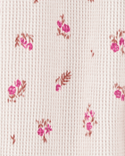 Baby Girl Floral 2-Way Zip Waffle Knit Sleep & Play Pajamas - Khaki, image 2 of 3 slides