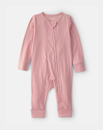 Baby Girl 2-Way Zip PurelySoft Sleep & Play Pajama - Pink, 