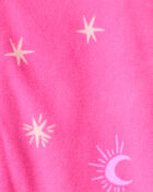 Girls 1-Piece Moon & Stars Fleece Footie Pajamas - Pink, image 2 of 3 slides