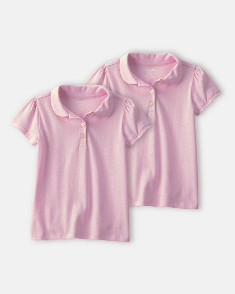 Toddler Girl 2-Pack Uniform Polo Shirts - Pink, image 1 of 3 slides