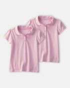 Toddler Girl 2-Pack Uniform Polo Shirts - Pink, image 1 of 3 slides