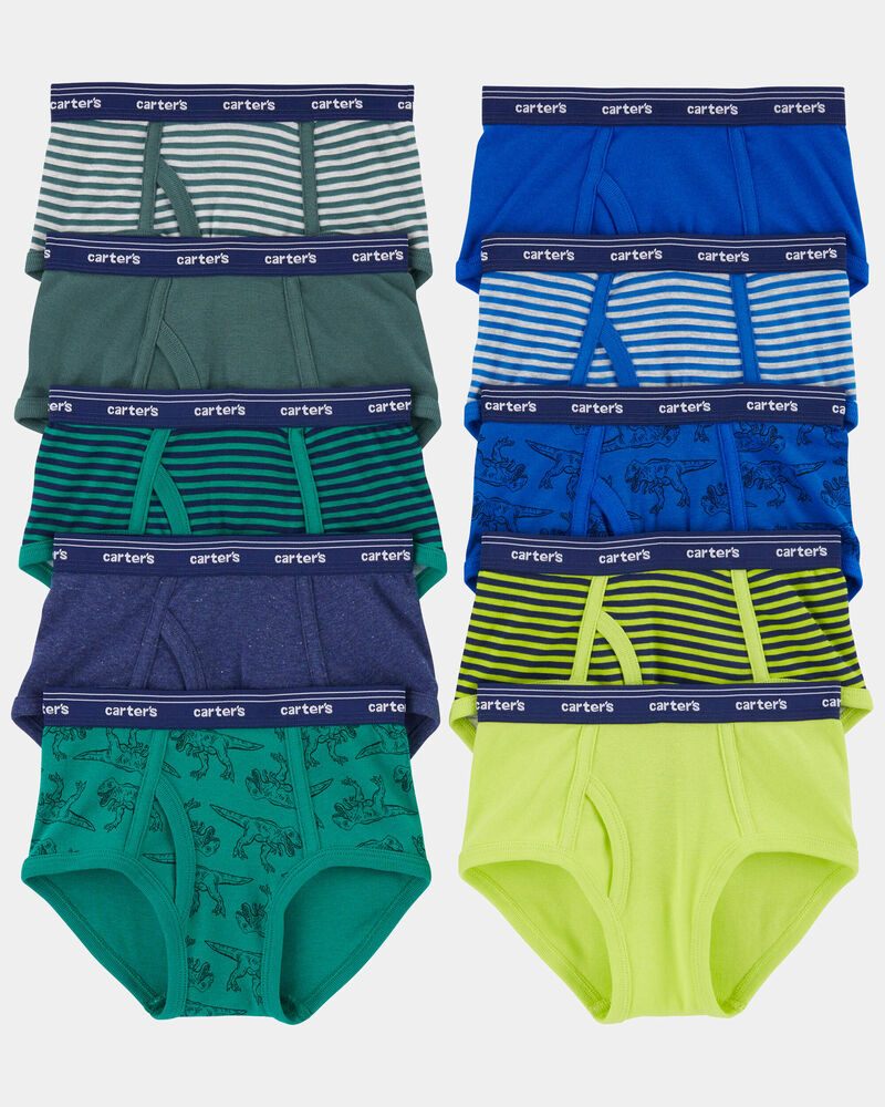 Toddler Boy 10-Pack Dinosaur Brief Underwear, image 1 of 2 slides
