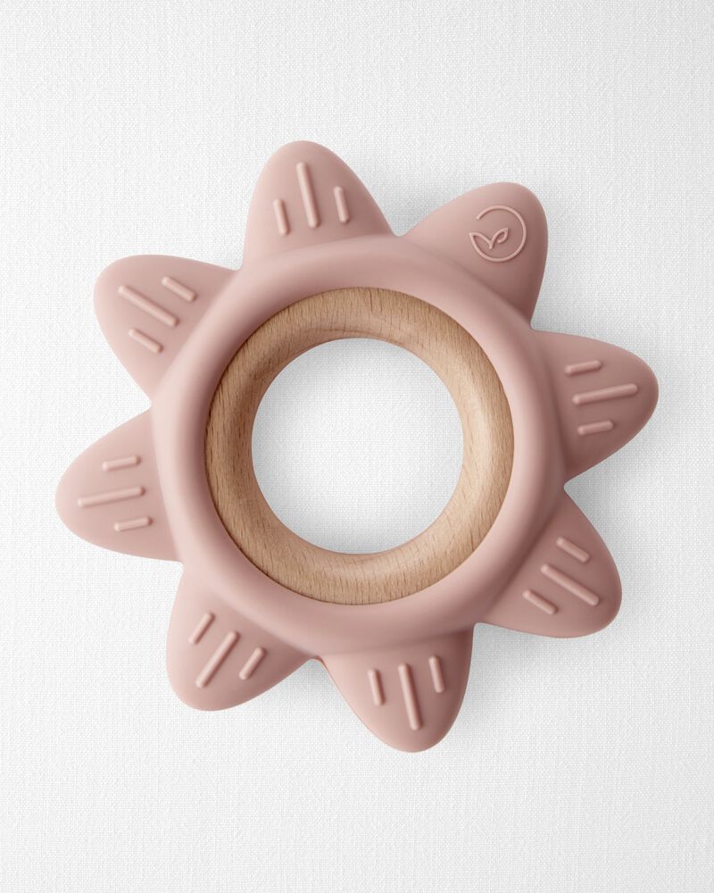 Baby Little Planet Silicone & Wood Teether - Pink, image 1 of 3 slides