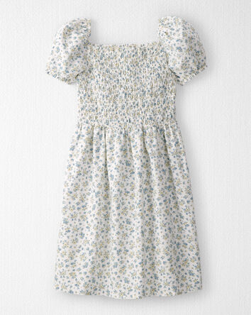 Girls Smocked Dress Made with Organic Cotton in Spring Bloom Print, 
