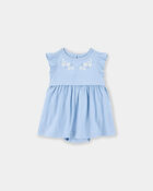 Baby Girl Floral Embroidered Cardigan Dress Set - Blue/White, image 2 of 6 slides