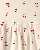 Toddler Girl Cherry Ruffle-Sleeve Dress - Cream, image 3 of 4 slides