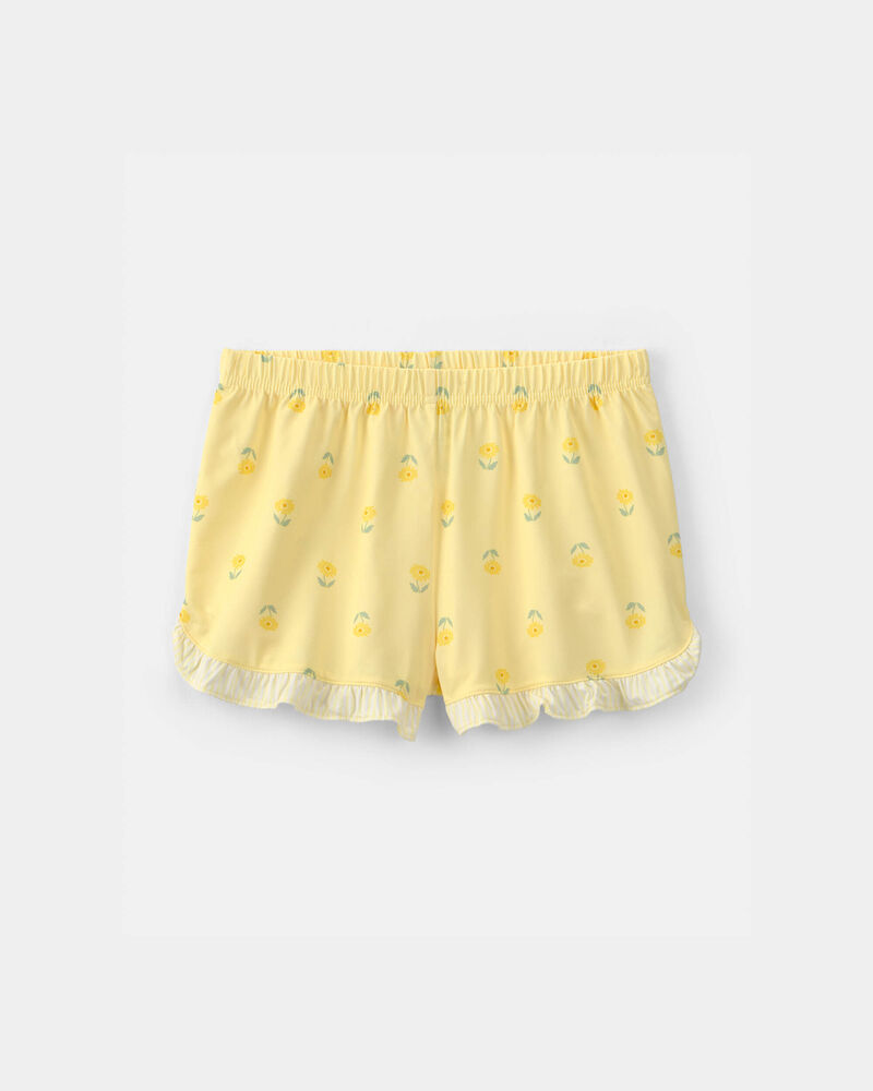 Girls Floral Sleeveless Loose Fit 2-Piece Pajama Set - Yellow, image 2 of 5 slides