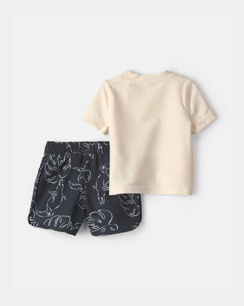 Baby Boy 3-Piece Toucan Rashguard Swimsuit Set - Black/Ivory, 