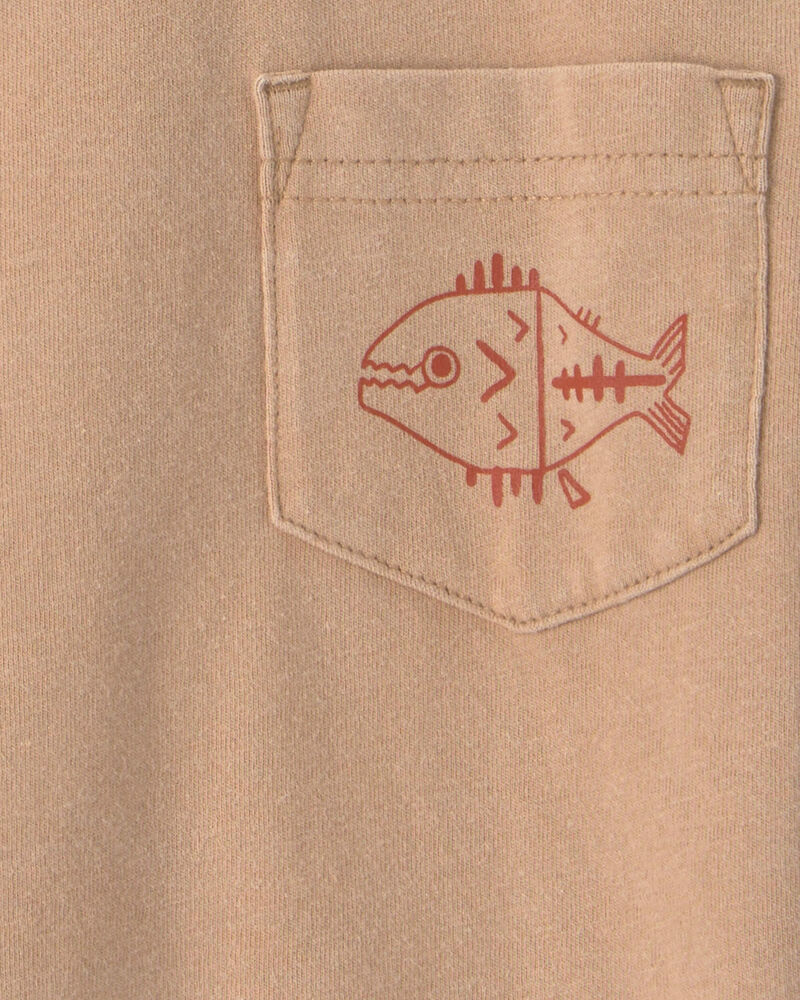 Toddler Boy Fish Pocket Tee - Brown, image 2 of 3 slides