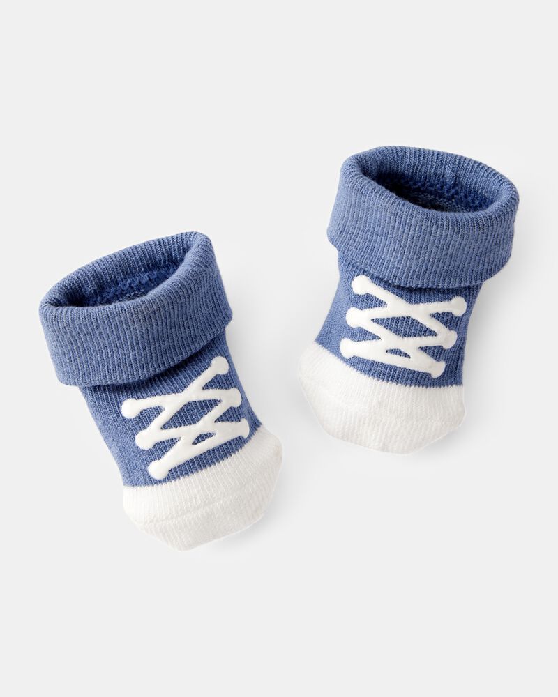 Baby Boy 2-Pack Sneaker Booties - Blue/White, image 2 of 3 slides