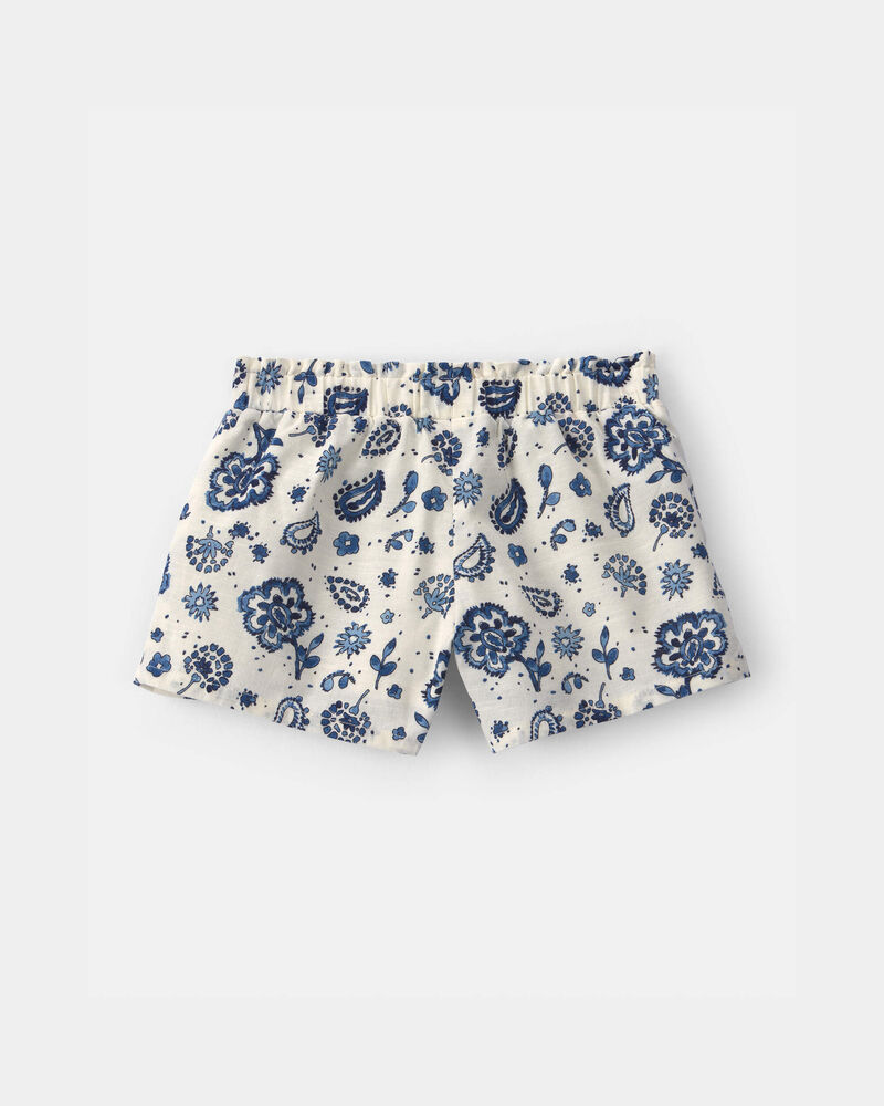 Toddler Girl Paisley Shorts - Blue/Ivory, image 5 of 6 slides