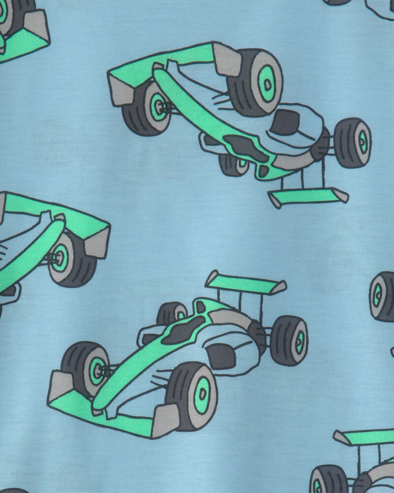 Boys 2-Piece Race Car Pajama Set - Blue/Black, image 5 of 6 slides