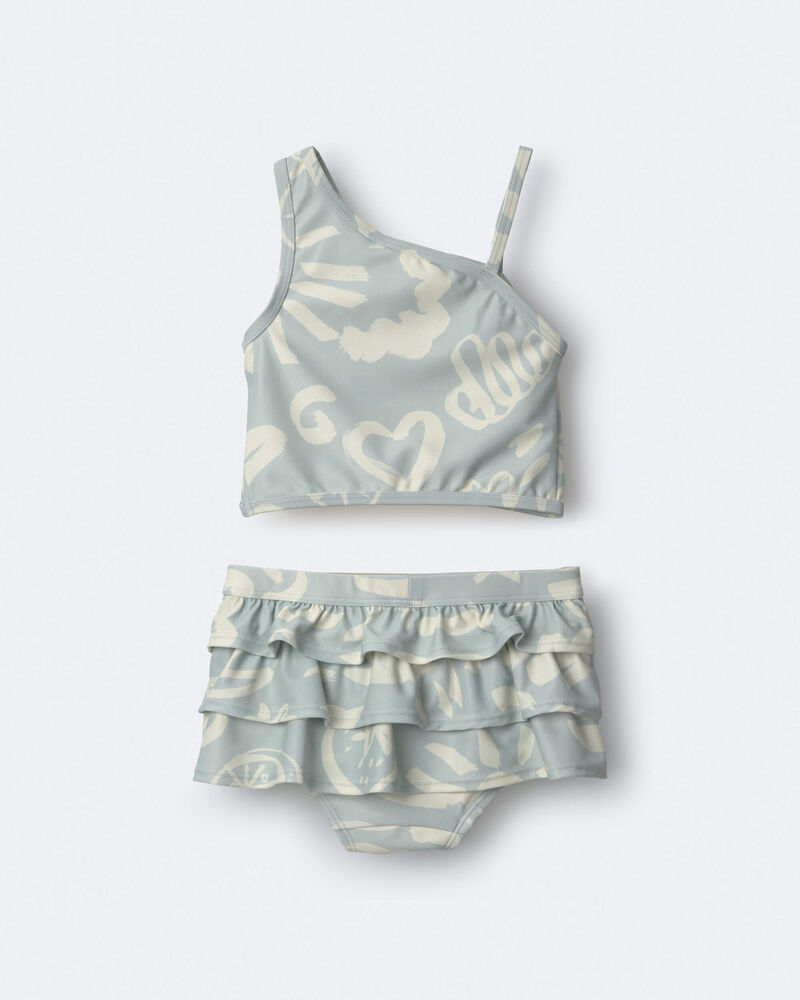Toddler Girl Tropical One-Shoulder Ruffle Tankini Set - Light Blue, image 6 of 7 slides