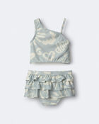 Toddler Girl Tropical One-Shoulder Ruffle Tankini Set - Light Blue, image 6 of 7 slides