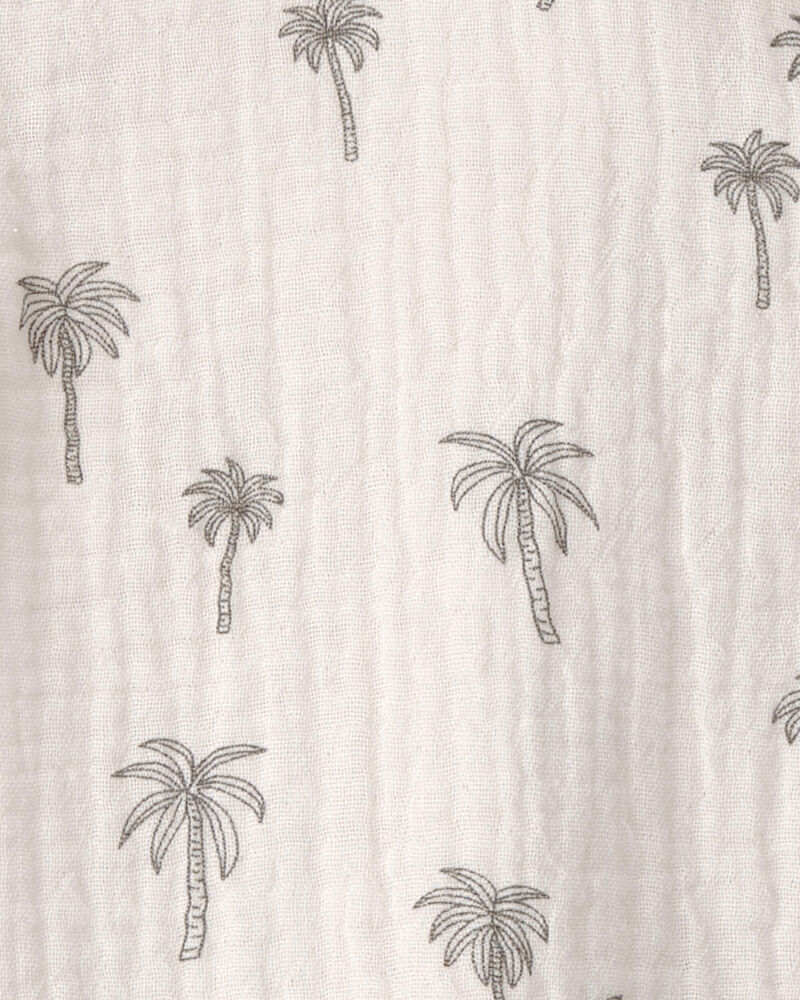 Toddler Boy 2-Piece Organic Cotton Gauze Top & Short Set in Palm Trees, image 6 of 7 slides