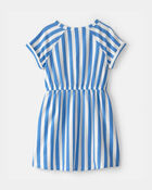 Girls Striped French Terry Dress - Blue/Ivory, image 3 of 5 slides