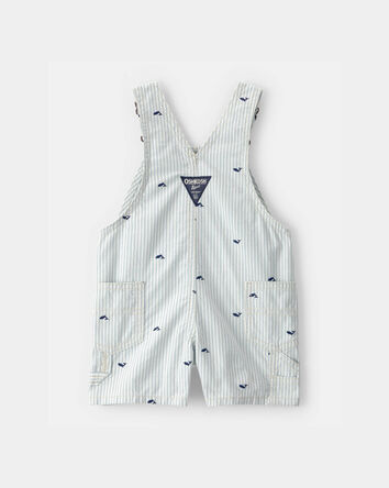 Baby Boy Whale Striped Shortall - Green/White, 