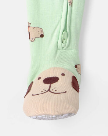 Toddler Dog 100% Cotton Snug Fit 1-Piece Pajama - Green, 