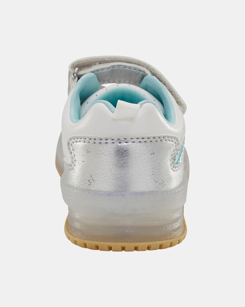 Toddler Light Up Metallic Sneakers - Silver/Aqua, image 4 of 8 slides