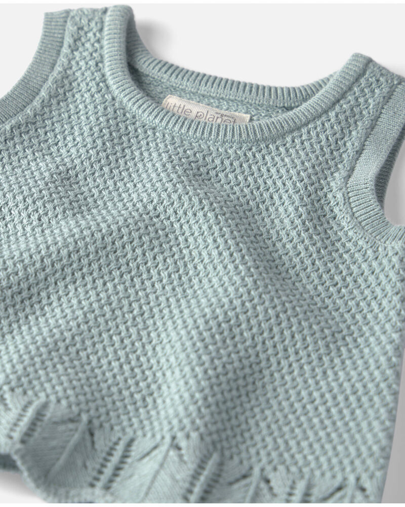 Baby Girl 2-Piece Organic Cotton Knit Top & Short Set, image 3 of 5 slides