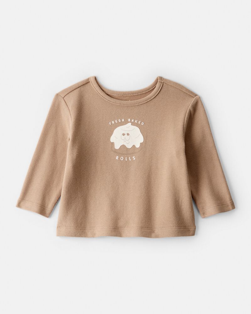 Baby Boy Baked Rolls Long-Sleeve Tee - Brown, image 1 of 4 slides