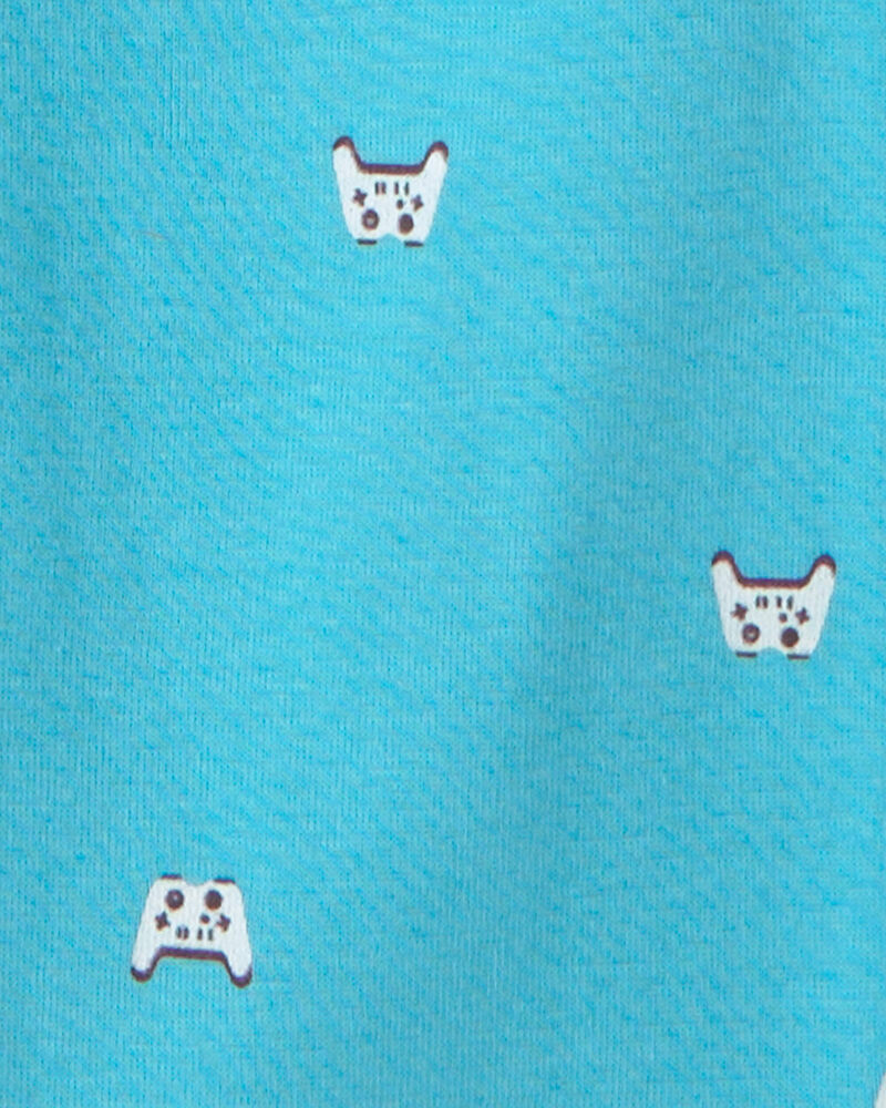 Boys Bigfoot Gamer 100% Cotton Snug Fit 4-Piece Pajama Set - Blue/Ivory, image 3 of 5 slides