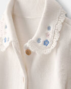 Baby Girl Floral Button-Up Cardigan Sweater - Ivory, image 2 of 4 slides