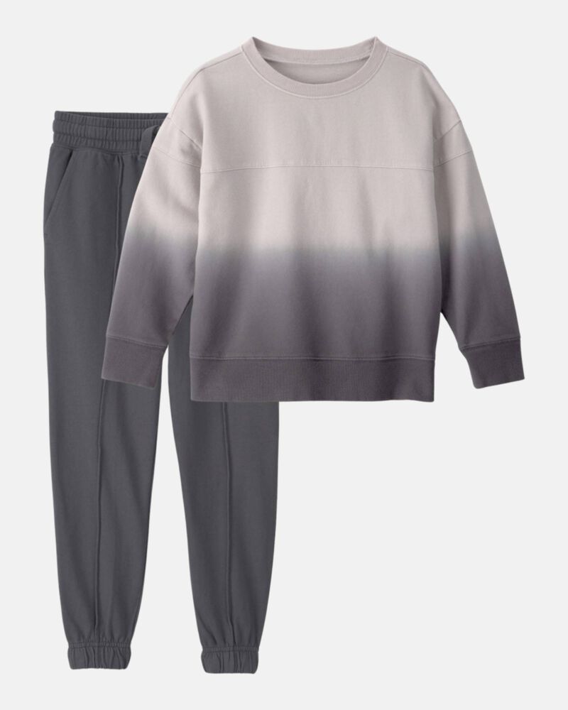 Boys 2-Piece Ombre French Terry Pullover & Pant Set - Grey, image 1 of 6 slides