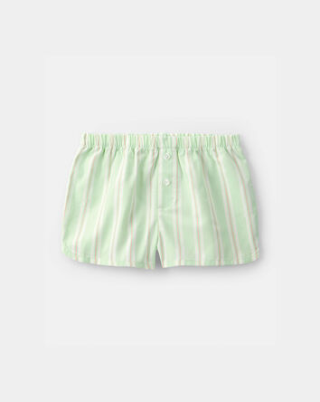 Girls 'Club Snooze' Flower Short-Sleeve Loose Fit 2-Piece Pajama Set - Ivory/Green, 