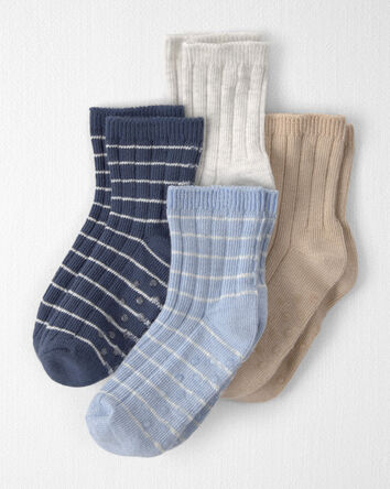 Toddler 4-Pack Ankle Socks in Stripes Made with Organic Cotton, 