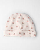 Baby Girl Organic Cotton Rib Cap in Strawberry , image 1 of 3 slides