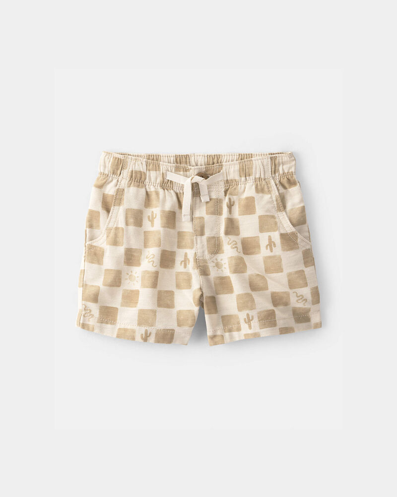 Toddler Boy Cactus Checkered Drawstring Shorts - Beige, image 1 of 4 slides
