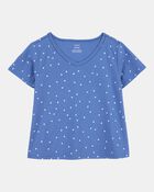 Girls Polka Dot Short-Sleeve Fashion Top - Blue, image 1 of 3 slides