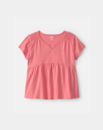 Girls Peplum Short-Sleeve Top - Coral, 