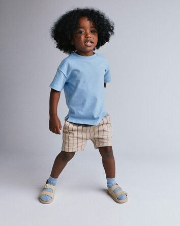 Toddler Boy Playground Shorts in Stripes - Khaki/Olive, 