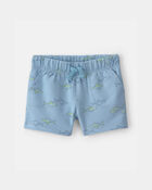 Baby Boy Shark French Terry Shorts - Blue, image 1 of 4 slides