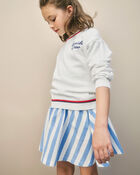 Girls Striped French Terry Dress - Blue/Ivory, image 2 of 5 slides