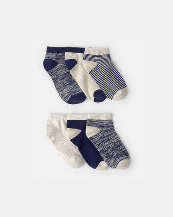 Boys 6-Pack No Show Socks - Blue/Grey, 