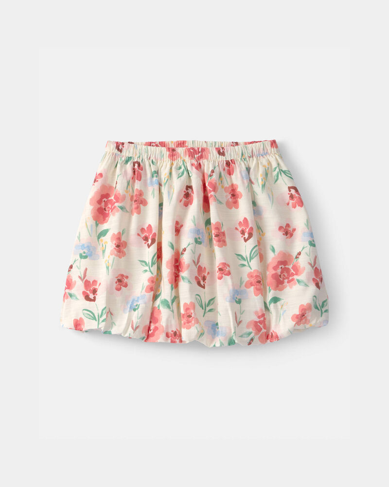 Girls 2-Piece Floral Top & Skort Set - White, image 4 of 5 slides