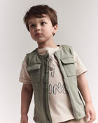 Toddler 'Snacks 4 Dinner' Short-Sleeve Graphic Tee - Khaki, image 5 of 7 slides