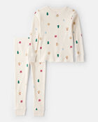 Toddler Holiday Print 2-Piece Pajama Set , image 1 of 3 slides